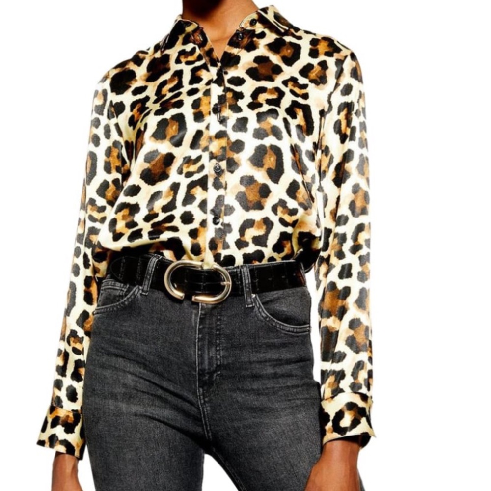 Topshop silk like button down top